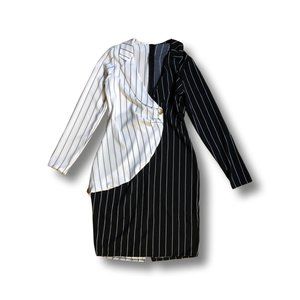 Black / White Stripped Pattern Dress